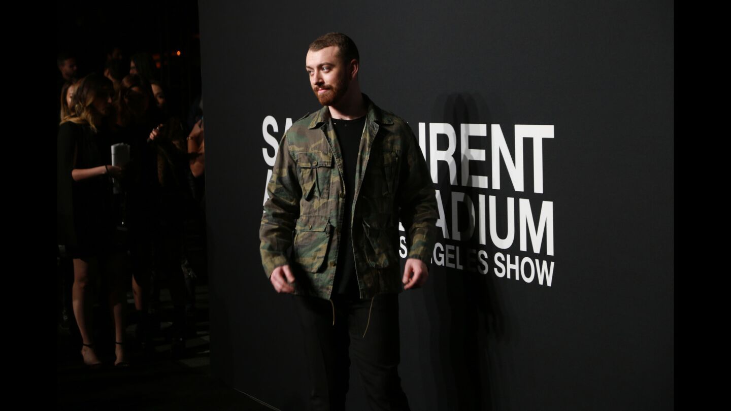 Singer Sam Smith at the Saint Laurent fashion show in Los Angeles.