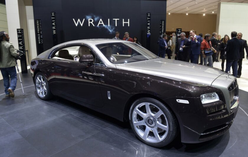 The new Rolls Royce Wraith on display at the Geneva Car Show.