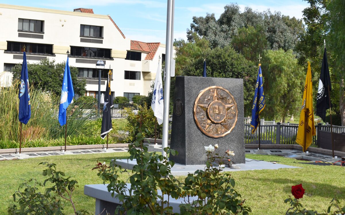 The Rancho Bernardo Veterans Memorial in Webb Park.