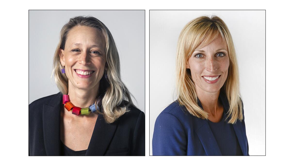 Portraits of District 3 supervisor candidates Terra Lawson-Remer and Kristin Gaspar.