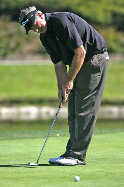 Champions Tour pro Ted Schulz putts at the Toshiba Classic Pro-Am at Newport Beach Country Club on Wednesday.