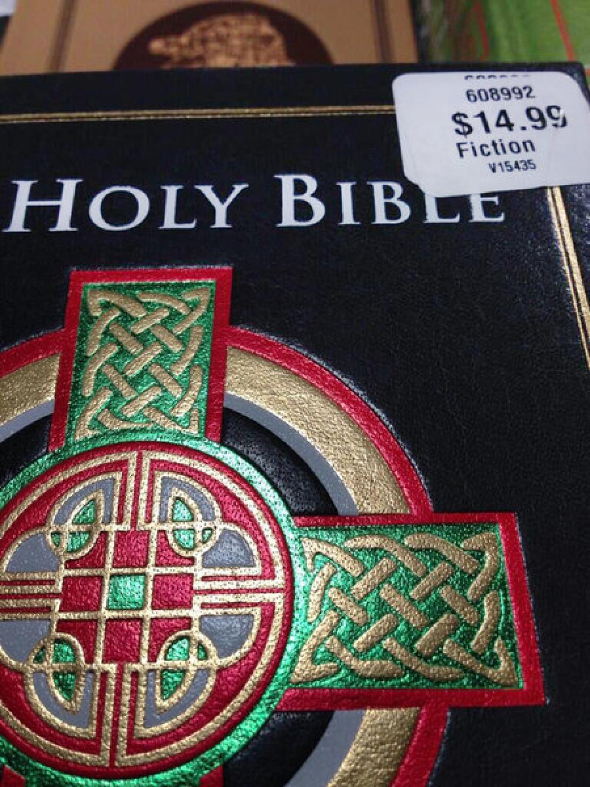 A $14.99 Bible at a Costco store in Simi Valley is labeled fiction; the store apologized and said it will change the labels.