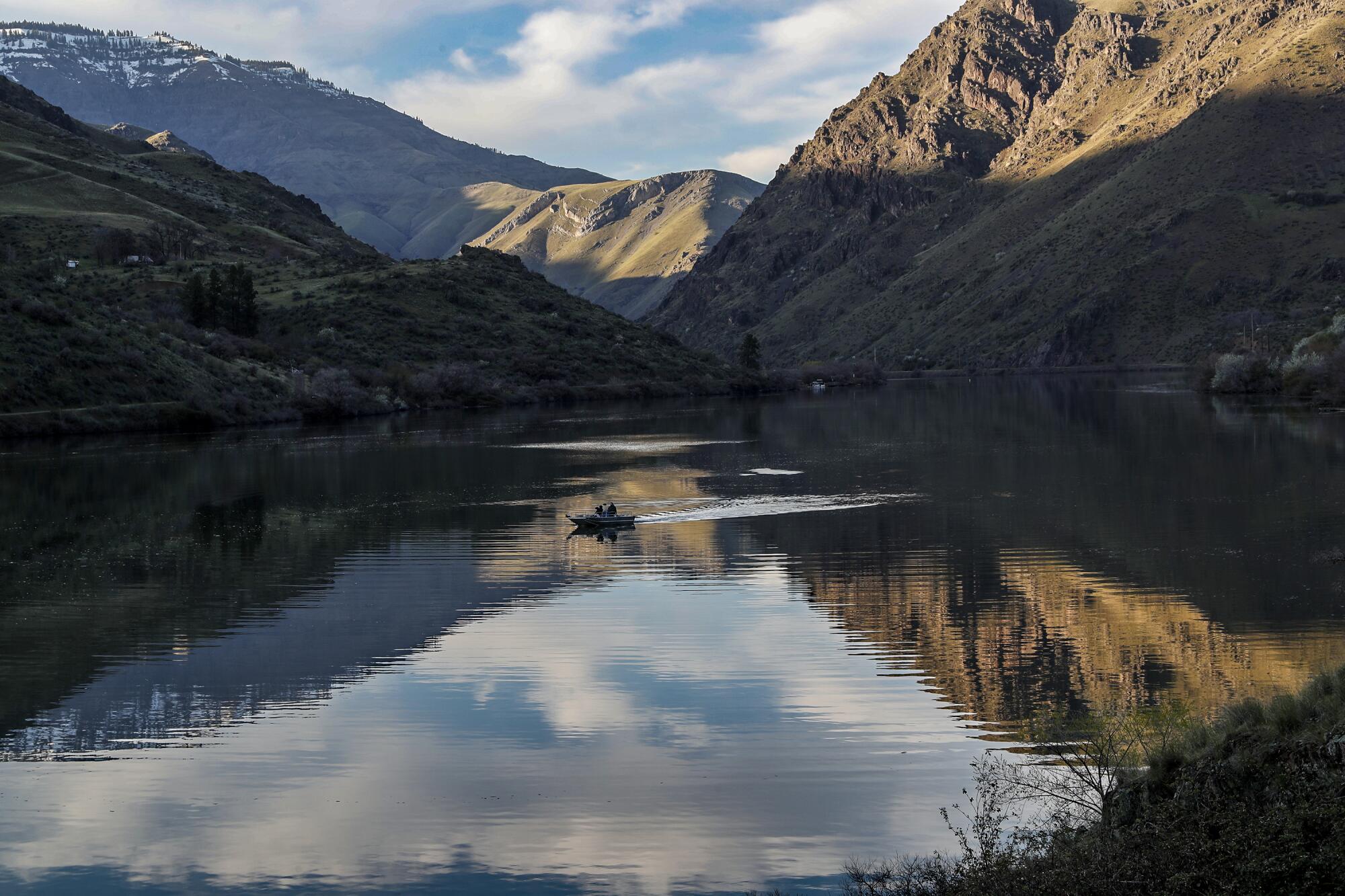 An unnaturally placid section of the Snake River.