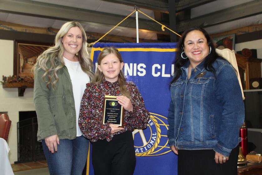 Barnett Elementary's Annaleigh Schultz was honored as Kiwanis Club of Ramona's Outstanding Student of the Month. 
