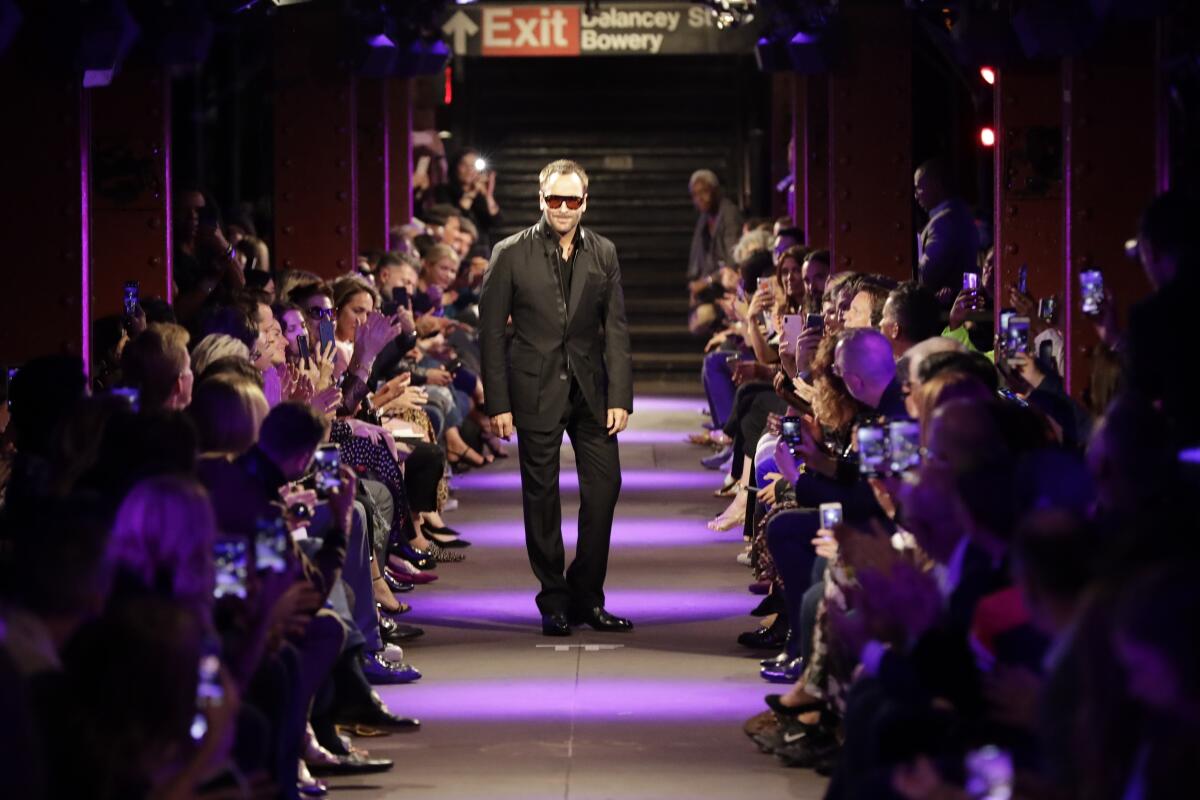Tom Ford at the finale of his spring and summer 2020 runway show