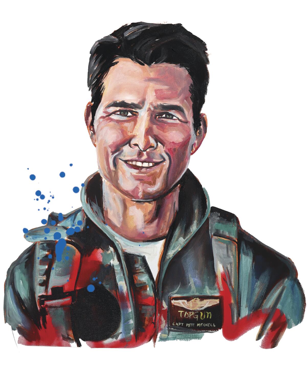 An illustration of Tom Cruise as "Top Gun's" Maverick.