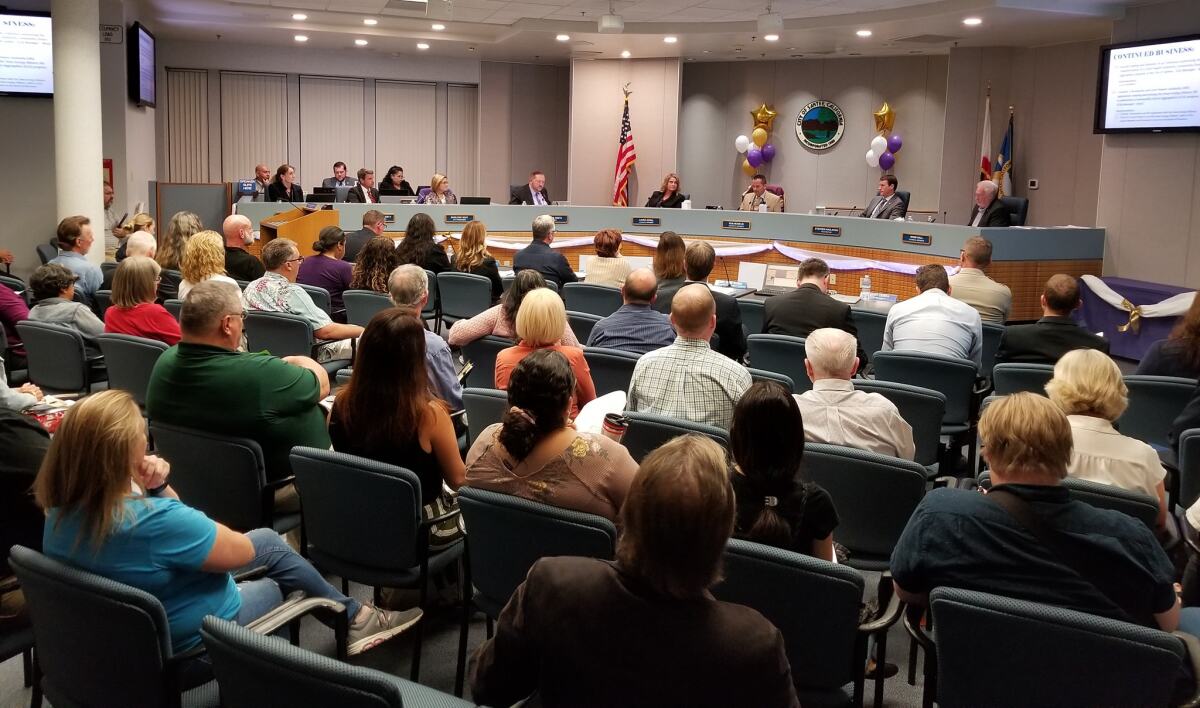A Santee City Council meeting last December. Santee voters will decide in November on 2 competing term limit measures.
