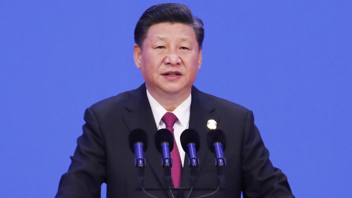 China's President Xi Jinping delivers a speech during the opening of the Boao Forum for Asia in Beijing on April 10.