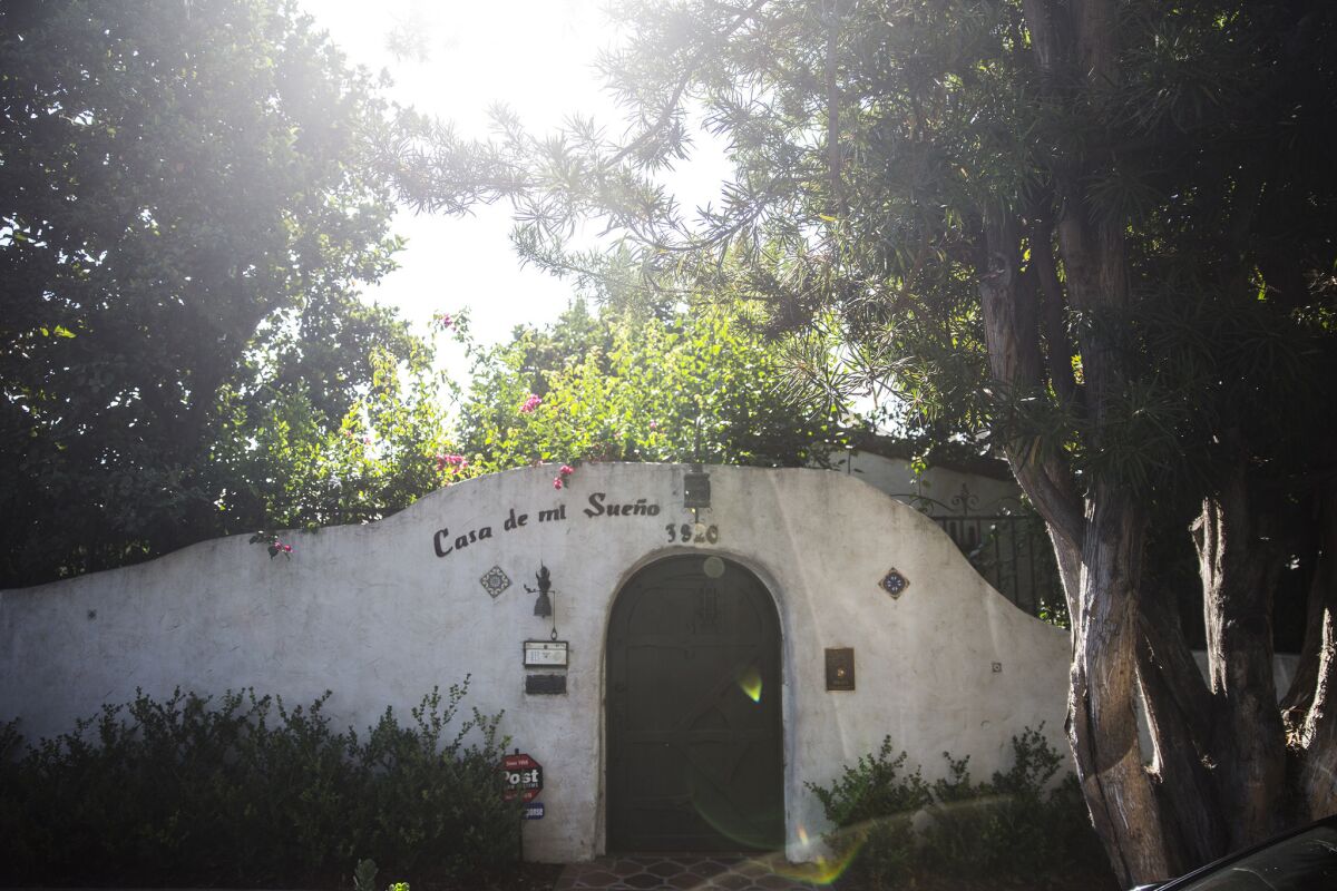 The front entrance to Casa de Mi Sueño, a 1930s-era Mt. Washington Spanish Adobe restored and updated by husband and wife owners Peter Luttrell and Stephanie White.