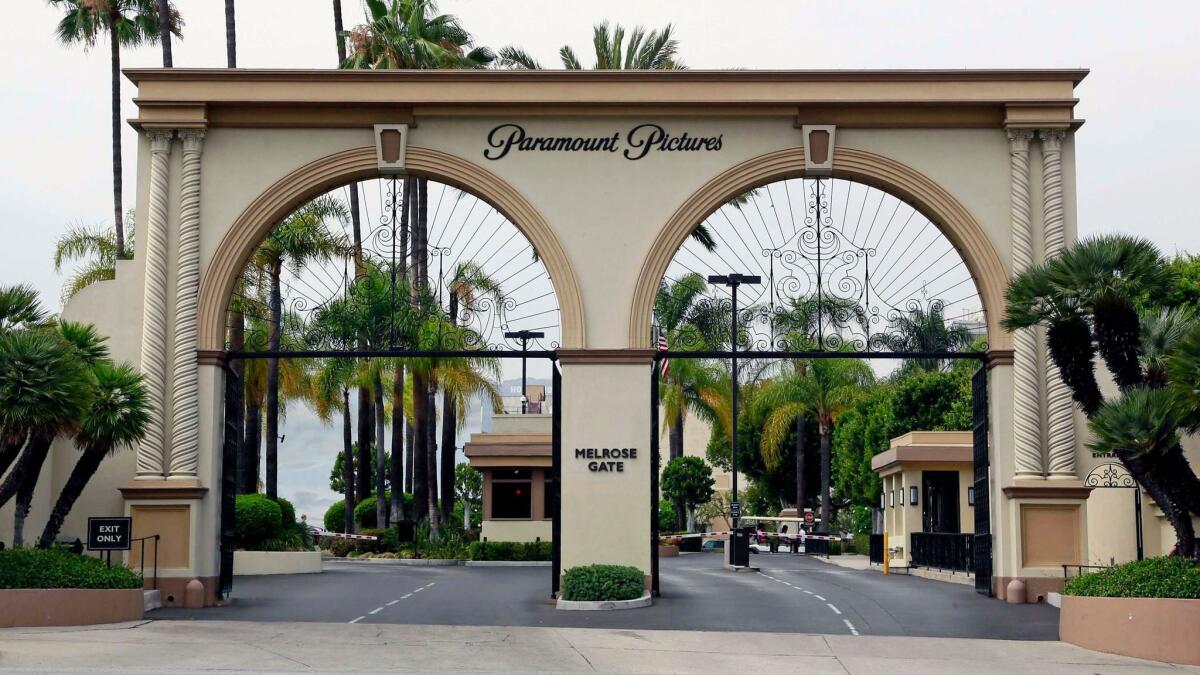 The main gate to Paramount on Melrose Avenue, in Los Angeles.