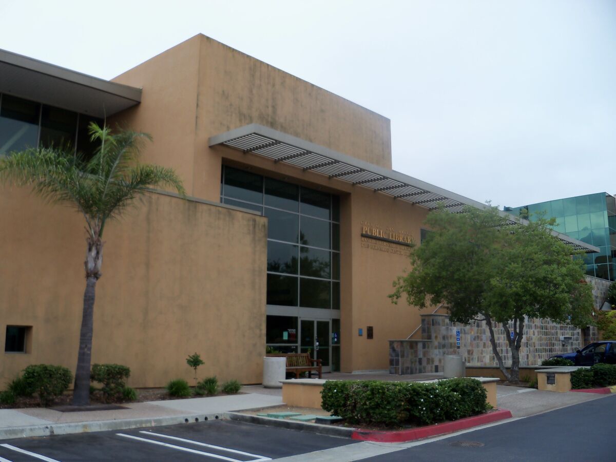 The Rancho Bernardo Library at 17110 Bernardo Center Drive.