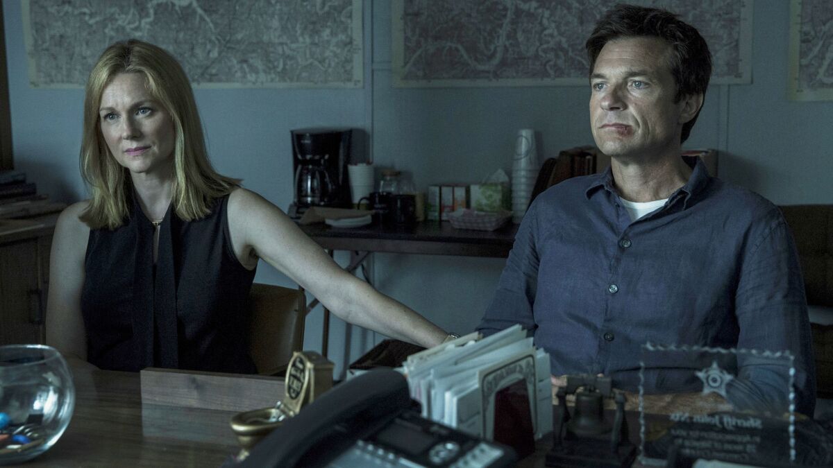 Laura Linney, left, and Jason Bateman in Netflix's "Ozark."