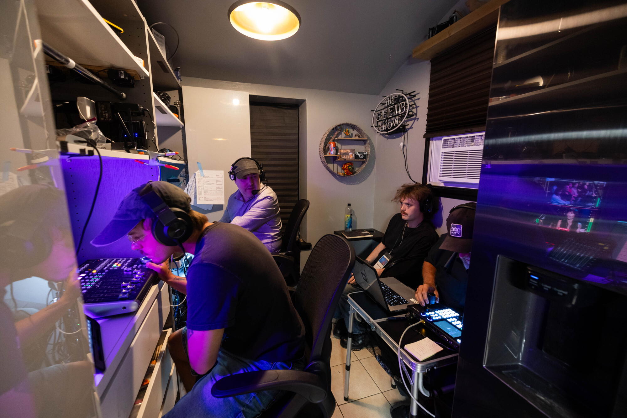 Production staff controls the taping of the show.