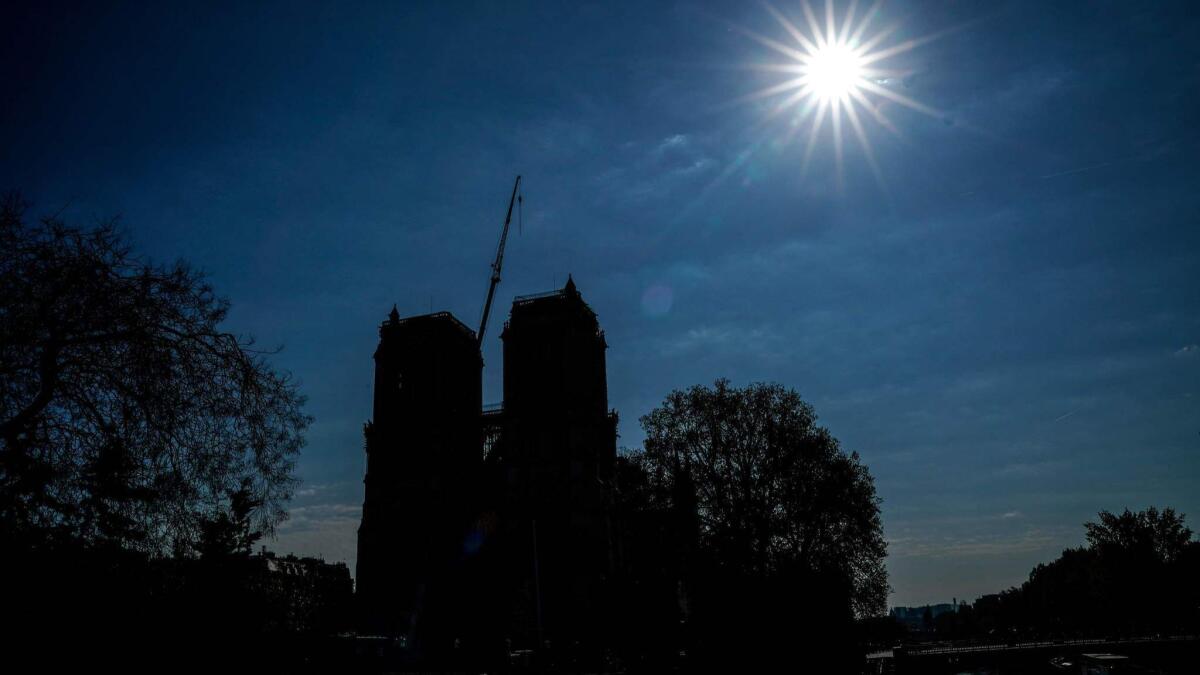Notre Dame in Paris, four days after a fire devastated the cathedral.