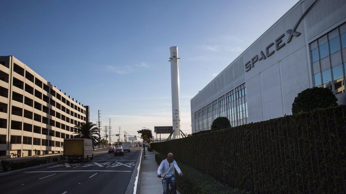 SpaceX's main facility along Crenshaw Boulevard in Hawthorne, Calif.