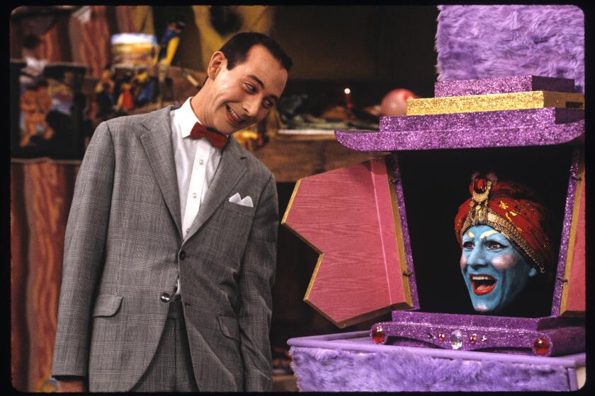 Publicity still from 'Pee Wee's Playhouse' (CBS), a children's television show starring Paul Reubens and John Paragon, 1986. (Photo by John Kisch Archive/Getty Images)