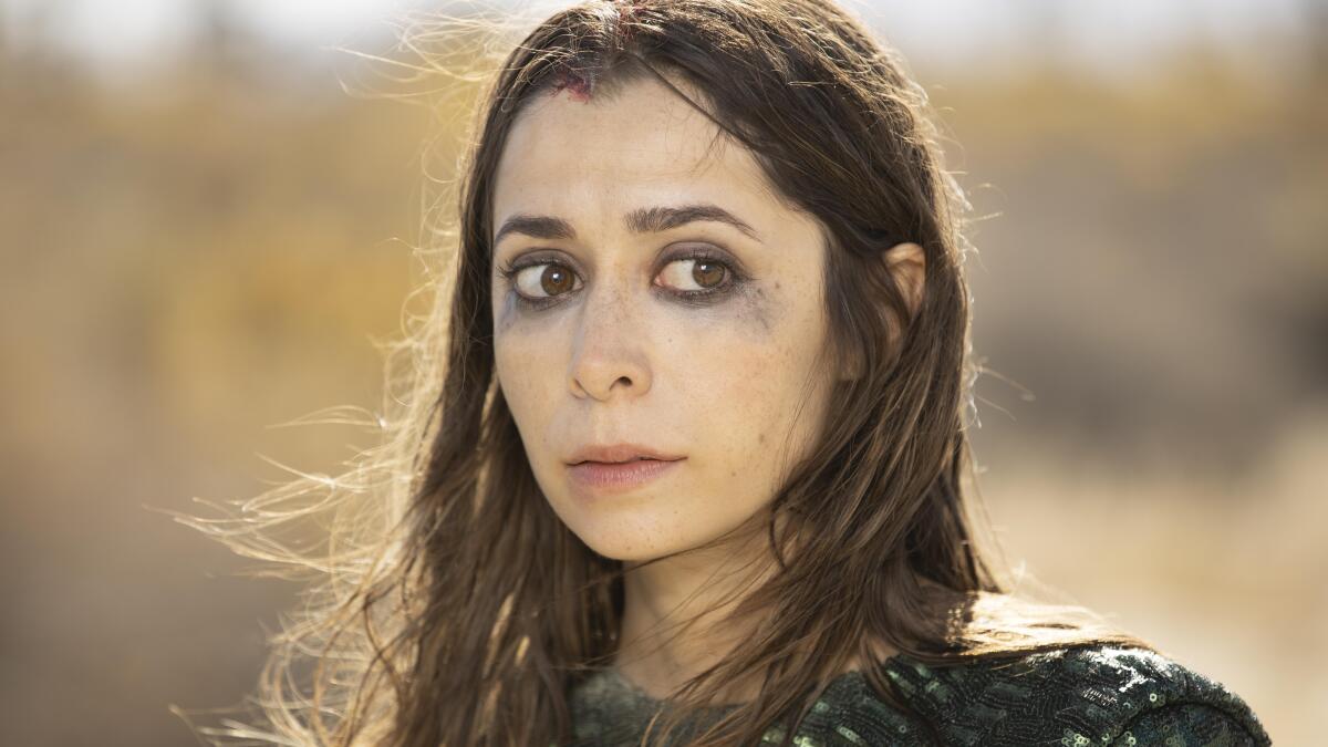 Actress Cristin Milioti in smeared black eye makeup