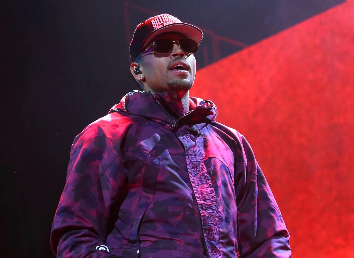 Chris Brown performs at Barclays Center in New York on Feb. 16. The singer tweeted on Tuesday that he was denied entry into Canada, forcing the cancellation of two concerts.
