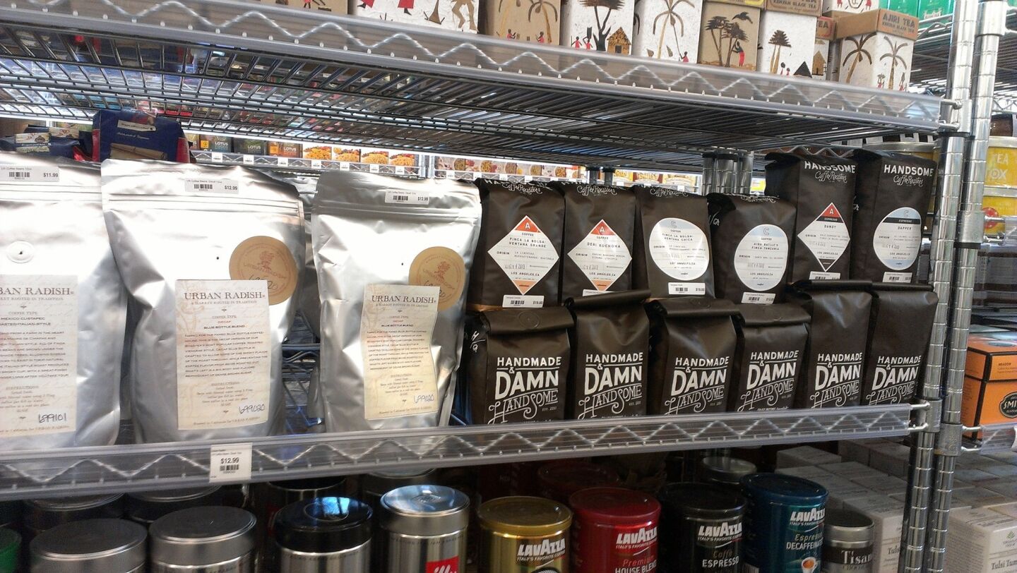 Urban Radish sources its own coffee beans and has them roasted locally. The market also sells a selection that includes local Handsome coffee.