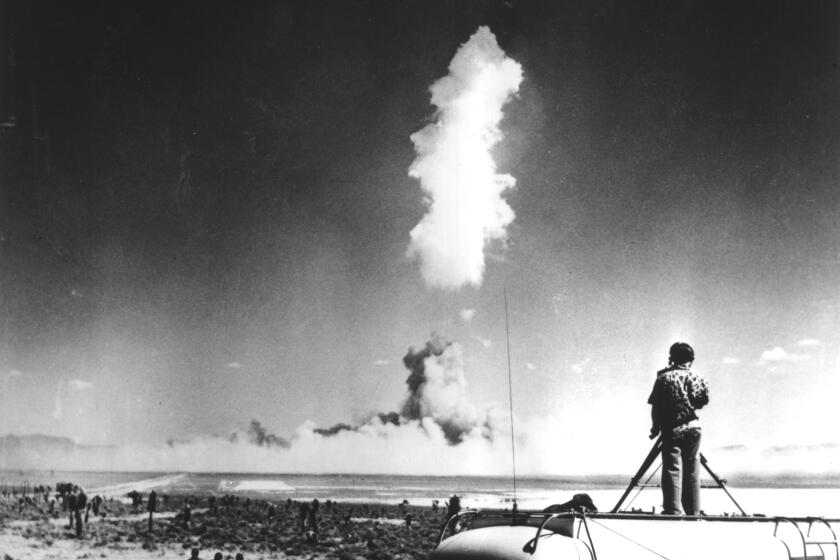 KTLA made history with its 1952 live broadcast an atomic bomb blast, which was aired by the major networks. The station's founding general manager Klaus Landsberg devised a 140-mile link to enable a broadcast from the Nevada desert. (KTLA-TV)