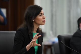Jessica Rosenworcel speaks during a Senate Commerce, Science, and Transportation committee hearing to examine the Federal Communications Commission on Capitol Hill in Washington, Wednesday, June 24, 2020. (Jonathan Newton/The Washington Post via AP, Pool)
