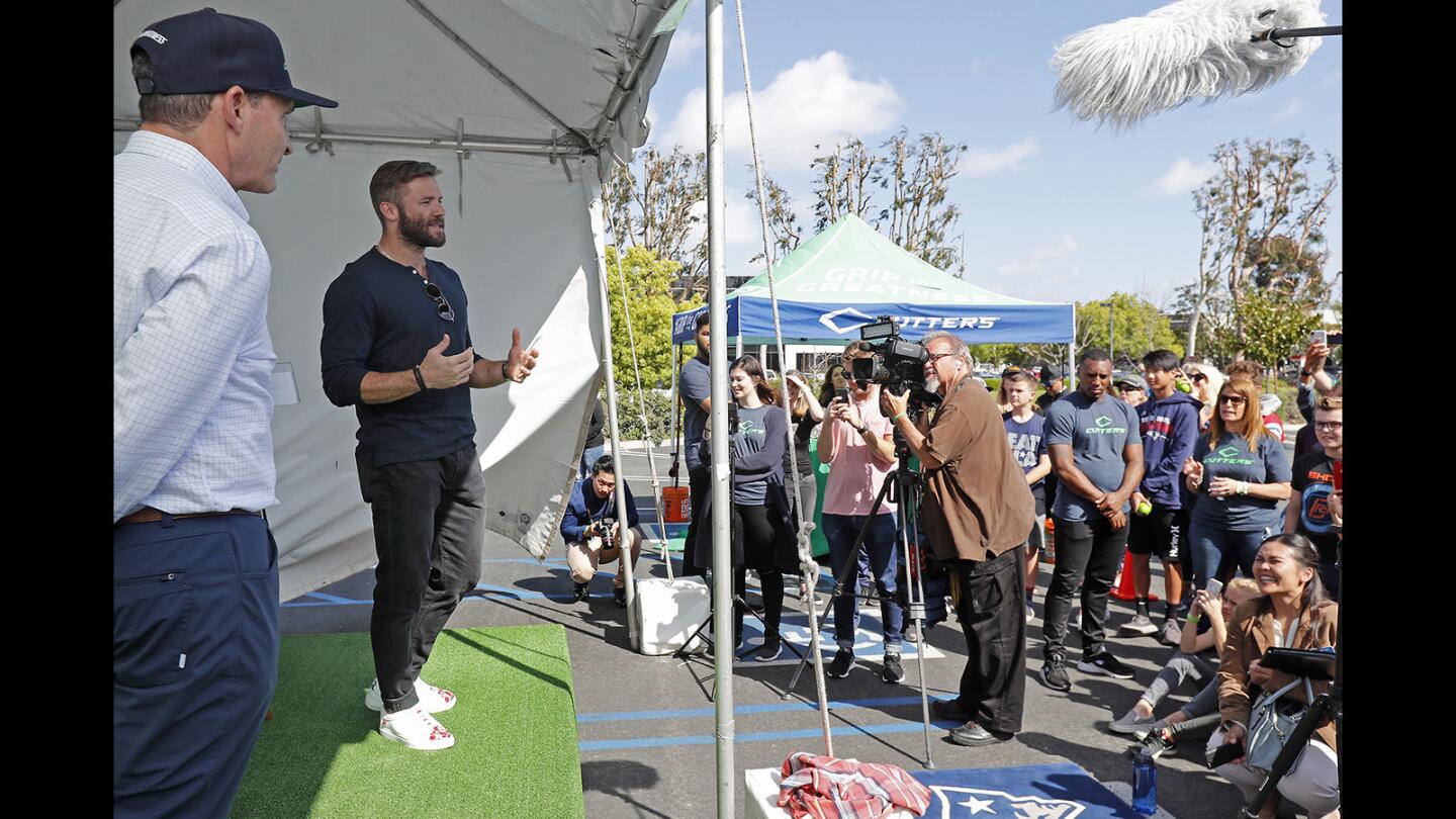 Photo Gallery: Patriots receiver Julian Edelman visits United Sports Brands headquarters in Fountain Valley