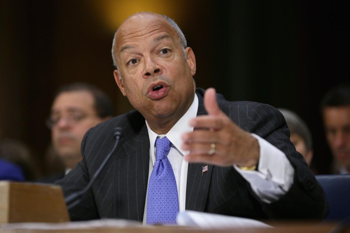 U.S. Homeland Security Secretary Jeh Johnson testifies before the Senate Appropriations Committee.