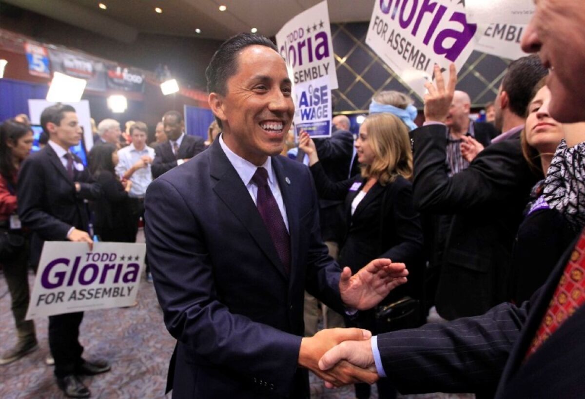 Assemblyman Todd Gloria, a Democrat running for San Diego Mayor in 2020, is pictured during his successful bid for election to the state Assembly in 2016.