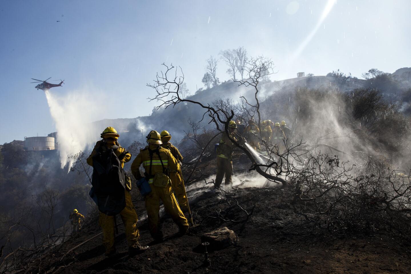 Firefighters battle blazes in Griffith Park and Lancaster