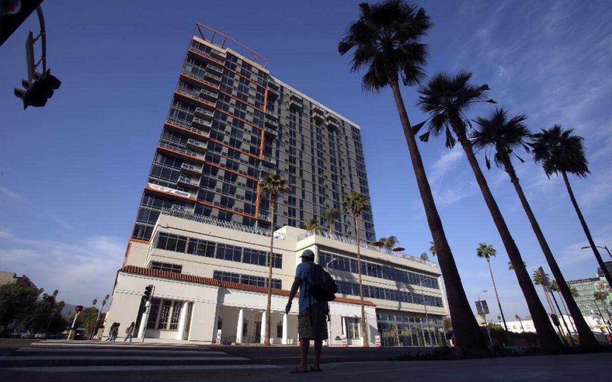 An appeals court has issued a temporary stay barring the Los Angeles Department of Building and Safety from enforcing a recent order to empty out the Sunset Gordon, a residential tower in Hollywood.