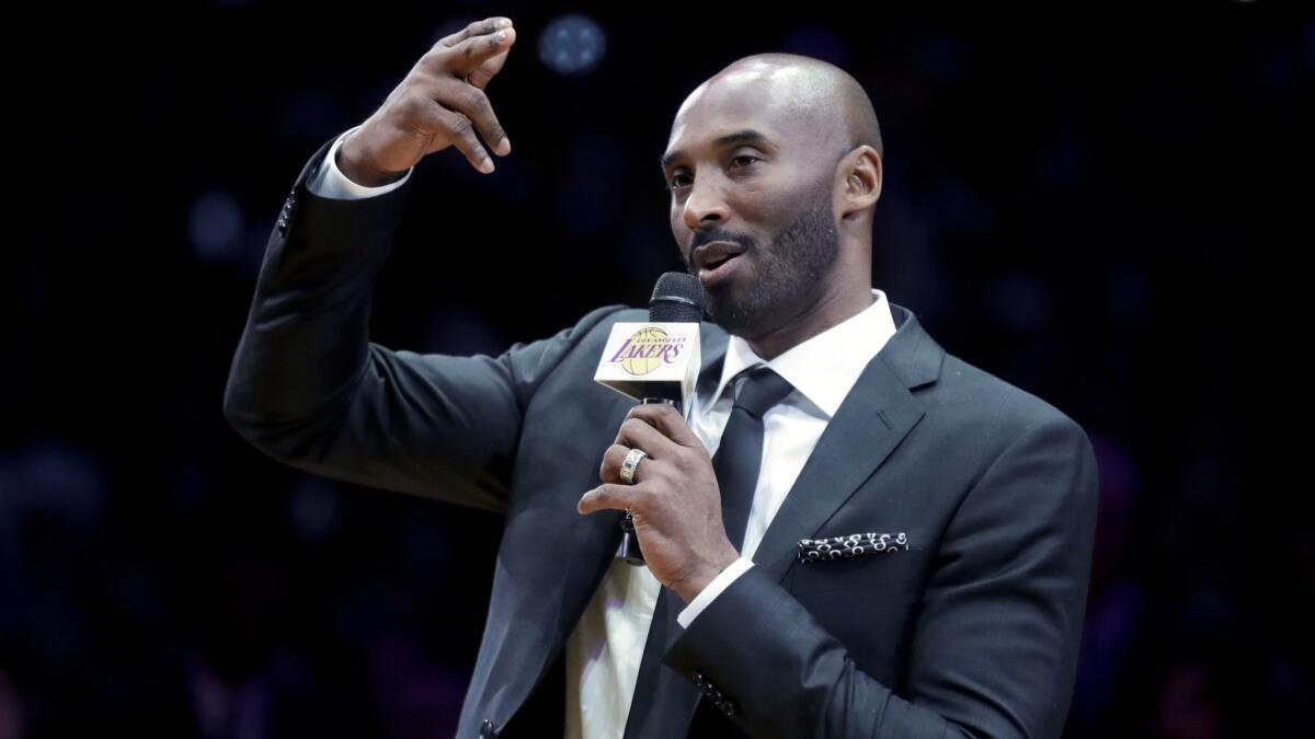 Former Laker Kobe Bryant, pictured in December, has started a men’s grooming line called Art of Sport.