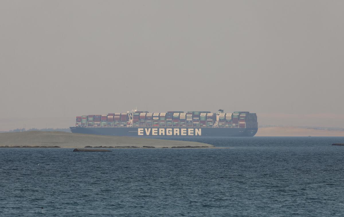 Ever Given container ship in Egypt's Great Bitter Lake