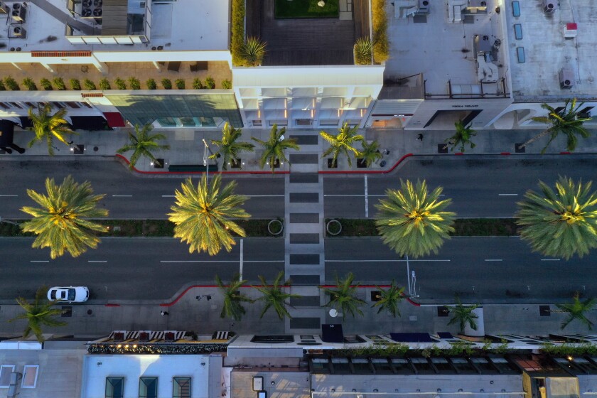 Overhead view of Rodeo Drive in Beverly Hills