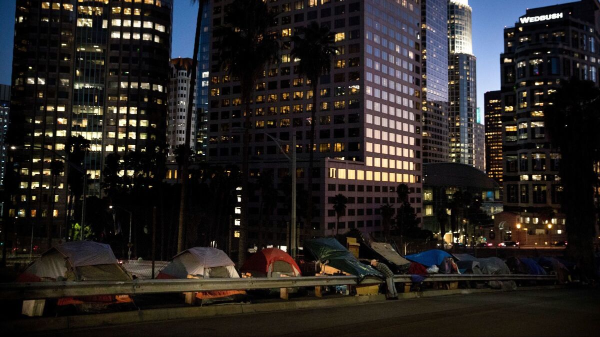 Homeless encampment in downtown Los Angeles