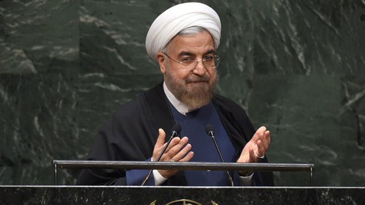Iranian President Hassan Rouhani speaks to the U.N. General Assembly in New York on Sept. 25.