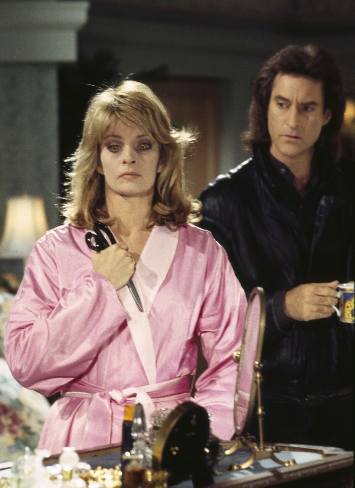 Deidre Hall as a possessed Marlena Evans and Drake Hogestyn as John Black in "Days of Our Lives"
