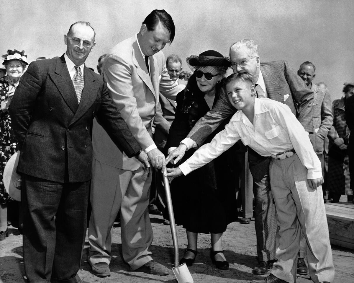 Dignitaries attend the groundbreaking for Hoag Hospital, which opened in 1952.