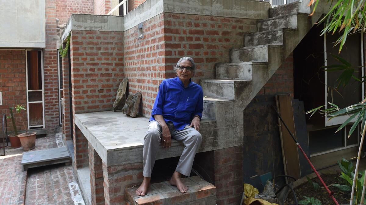 Indian architect Balkrishna Doshi, 90, winner of the Pritzker Prize, at his residence in Ahmedabad.