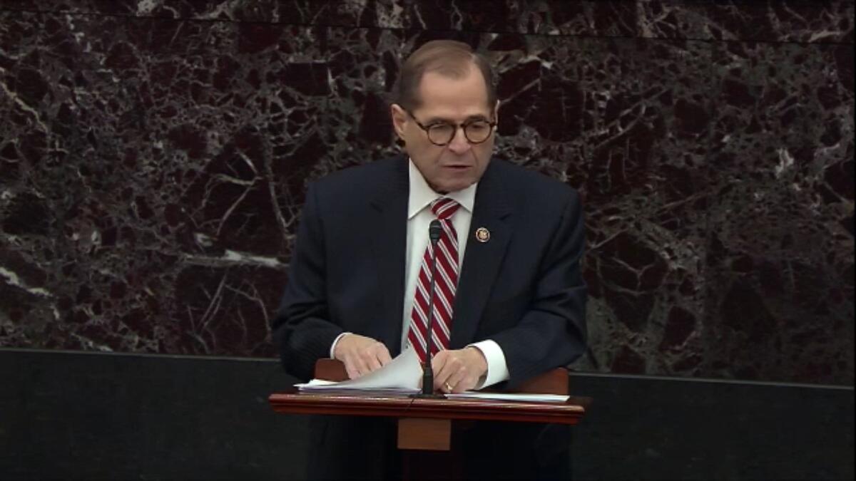 Rep. Jerrold Nadler, a Democrat from New York, stands behind a lectern.