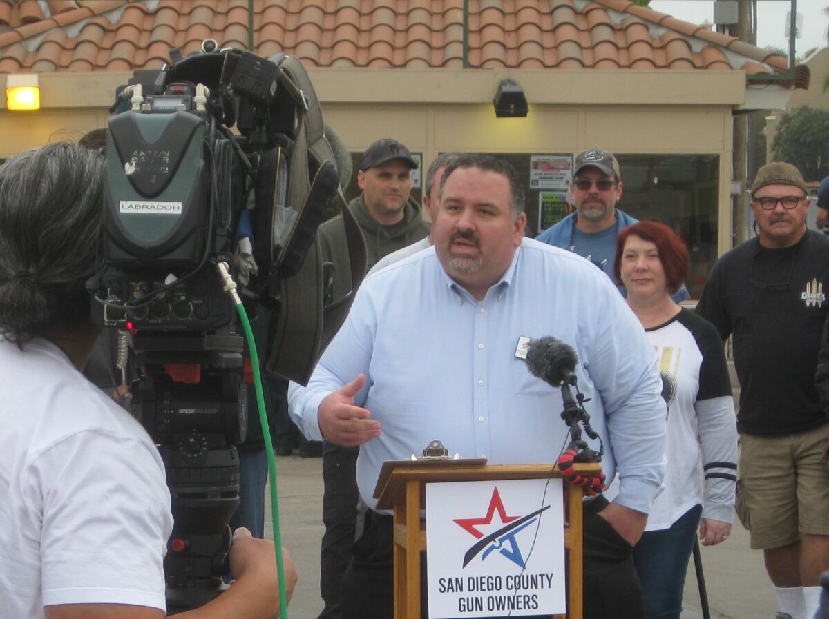 Supporters of the gun show held a news conference Dec. 14.
