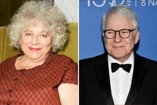 LEFT: Miriam Margolyes attends the UK Premiere of "The Carer" at the Regent Street Cinema on August 5, 2016 in London, England. (David M. Benett/Getty Images) RIGHT: Steve Martin attends The Museum Gala at the American Museum of Natural History on Thursday, Dec. 1, 2022, in New York. (Evan Agostini/Invision/Associated Press)