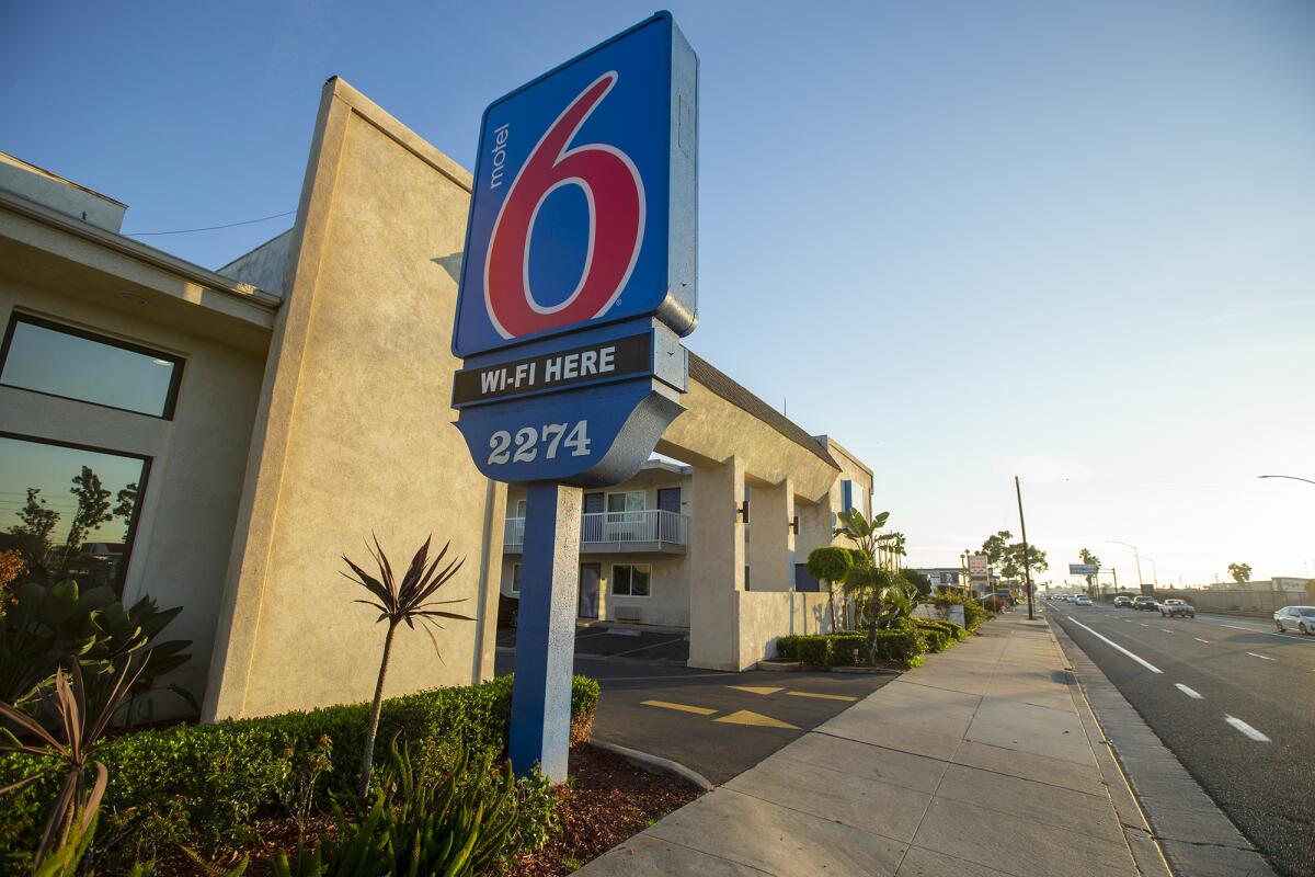 A Motel 6 at 2274 Newport Blvd. in Costa Mesa, on Wednesday.