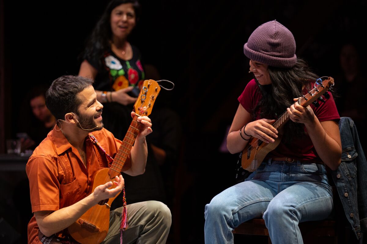 Carlo Albán, Jen Anaya and Silvia Dionicio perform in "Fandango for Butterflies (and Coyotes)."