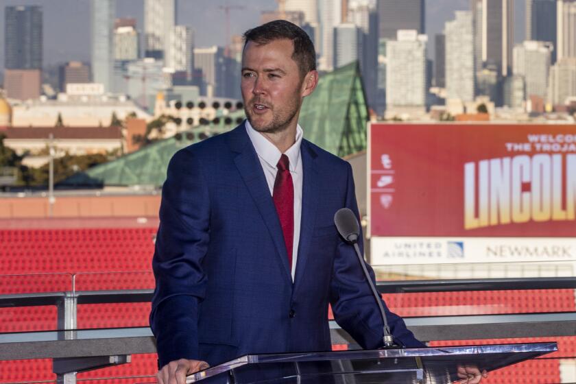 LOS ANGELES, CA - November 29 2021: Lincoln Riley is announced as the new head football coach.