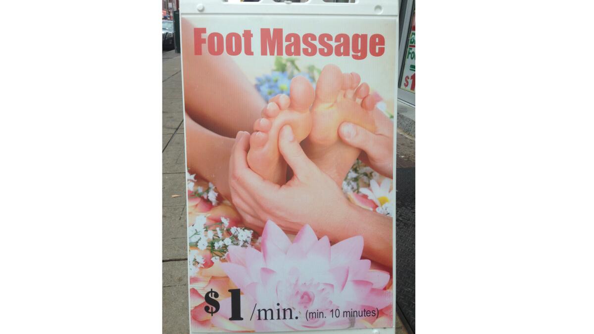 Dollar-a-minute massages are a common service in our quickie culture.
