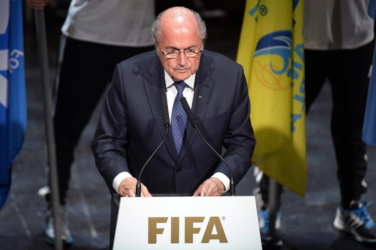 FIFA President Sepp Blatter speaks during the opening ceremony of the FIFA Congress in Zurich, Switzerland, on Thursday.