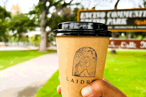 Coffee at Encino Park from Laidrey and a coffee from Kumquat Coffee in York Park.