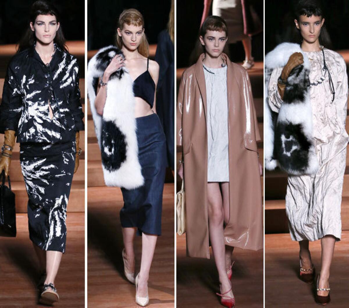 Looks from the Miu Miu spring-summer 2013 collection shown during Paris Fashion Week.