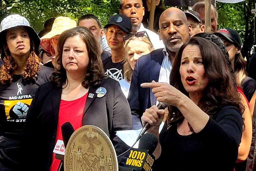 Dascha Polanco, SAG-AFTRA executives Rebecca Damon, Ezra Knight and Fran Drescher 