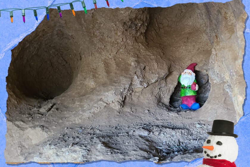 Talk about a secret Santa? This one is hiding in a Griffith Park cave.